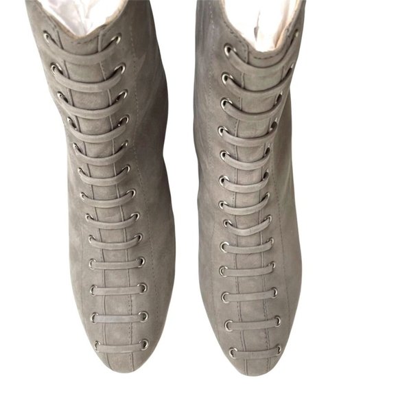 NIB SCHUTZ BRAELYN FRONT LACE SUEDE BOOTIES IN MOUSE/LIGHT GREY SZ:9 NWT - Picture 5 of 16